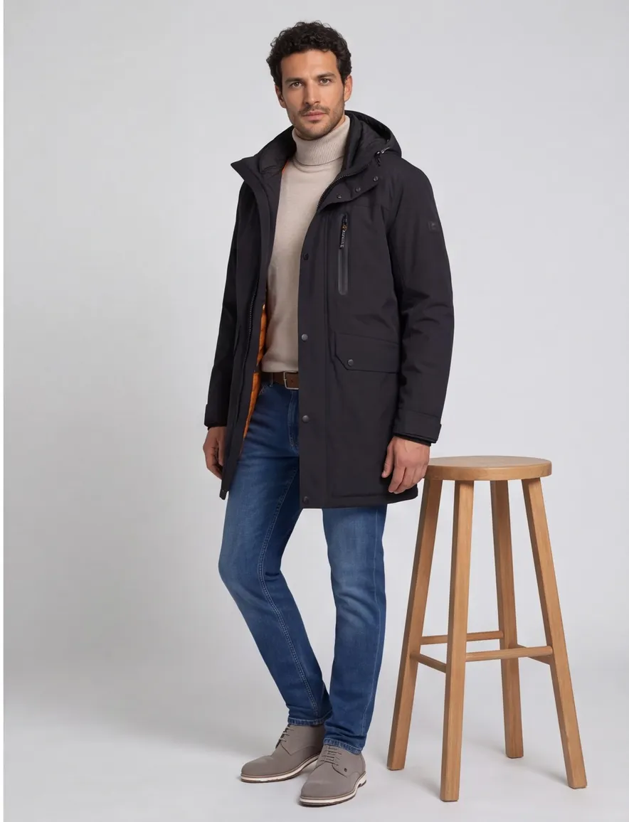 Camel Active Winterjas Donkerblauw parka half lang