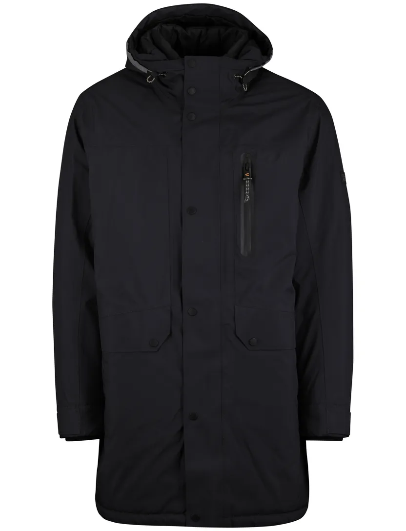 Camel Active winterjas effen donkerblauw wijde fit