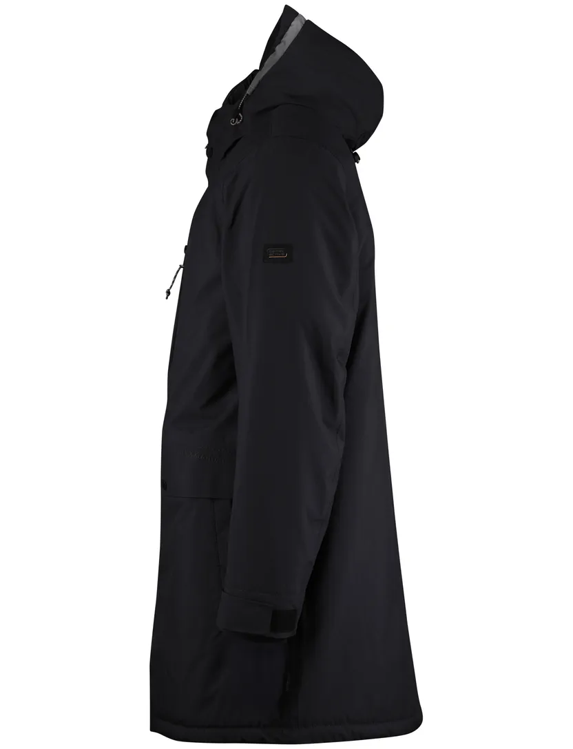 Camel Active winterjas effen donkerblauw wijde fit