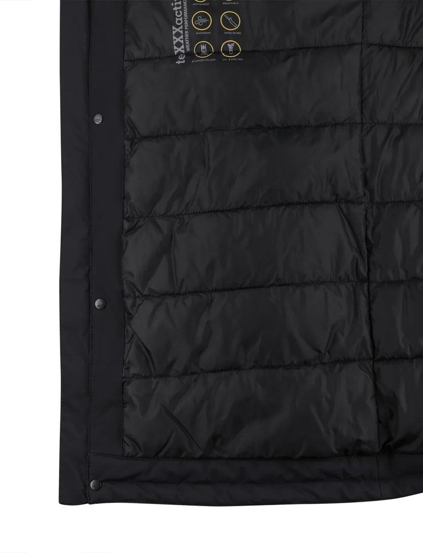 Camel Active winterjas effen donkerblauw wijde fit