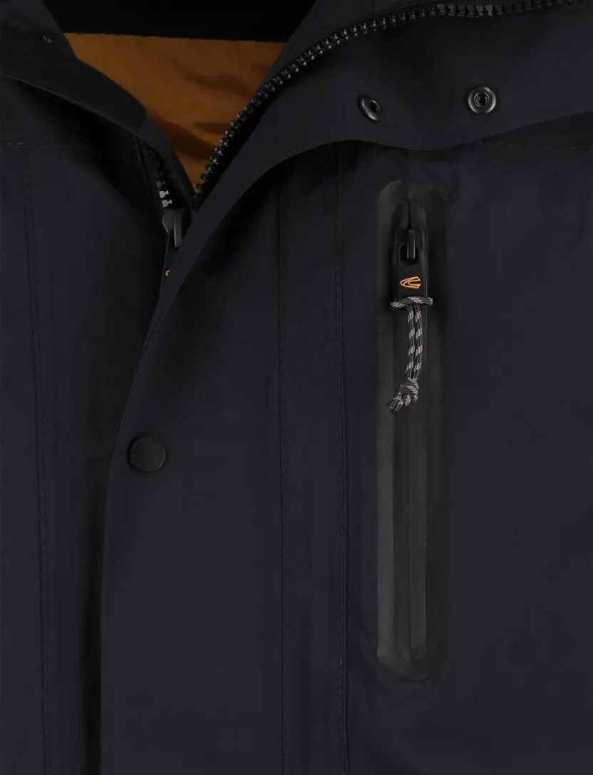 Camel Active winterjas effen donkerblauw wijde fit