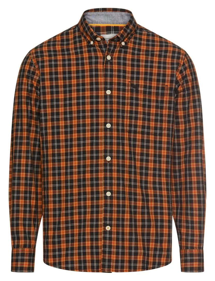 overhemd Camel Active oranje bruin katoen