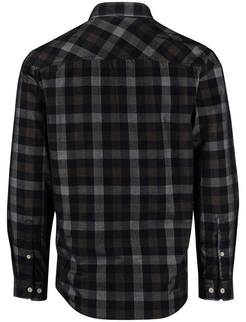Camel Active Overhemd bruin wit geruit button-down collar