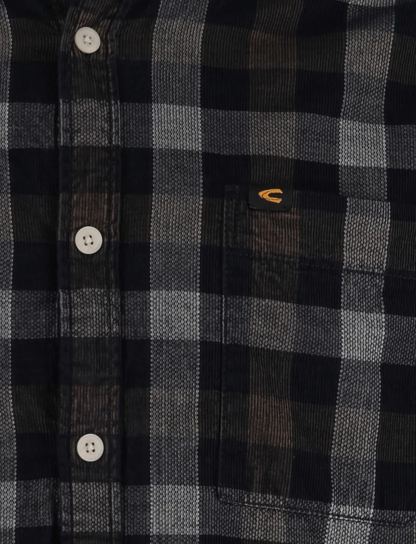 Camel Active Overhemd bruin wit geruit button-down collar