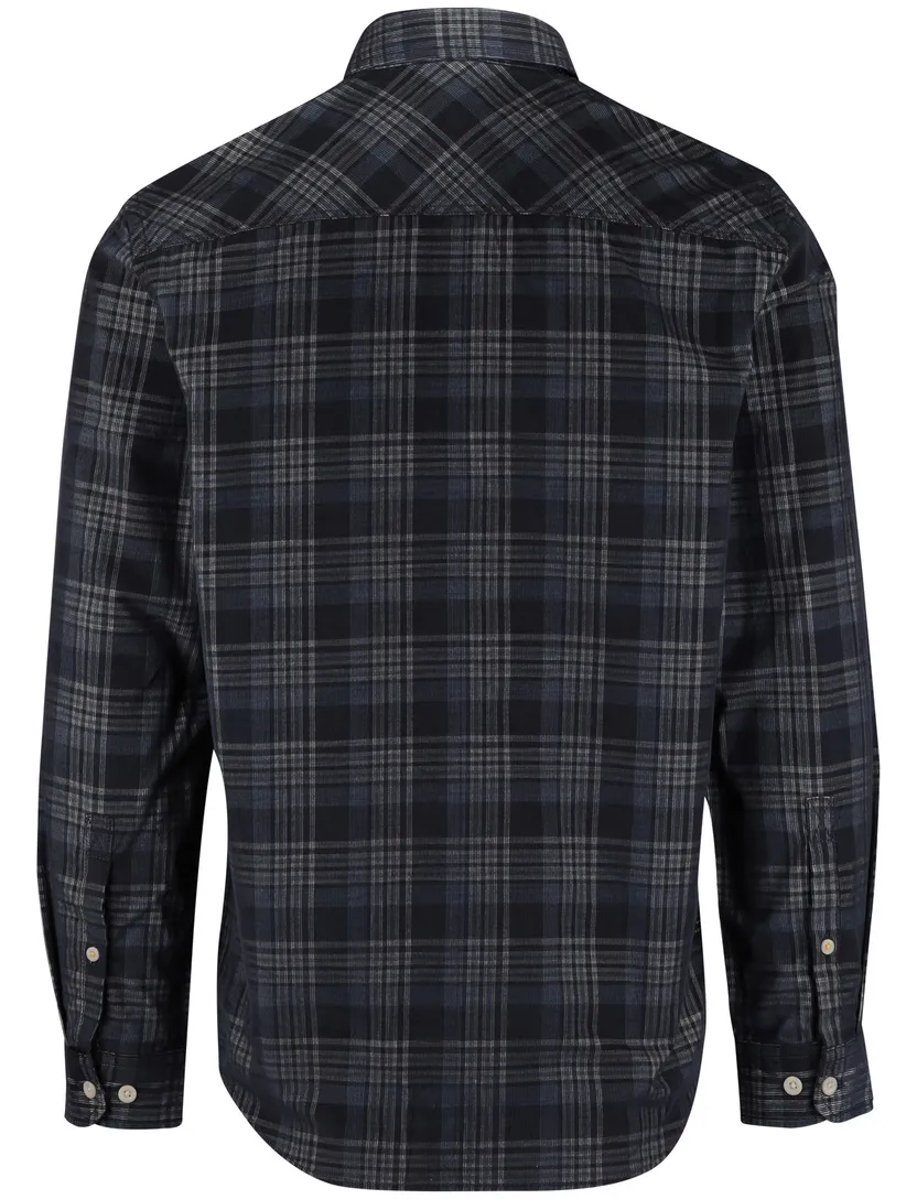 Camel Active Overhemd blauw wit geruit button-down collar