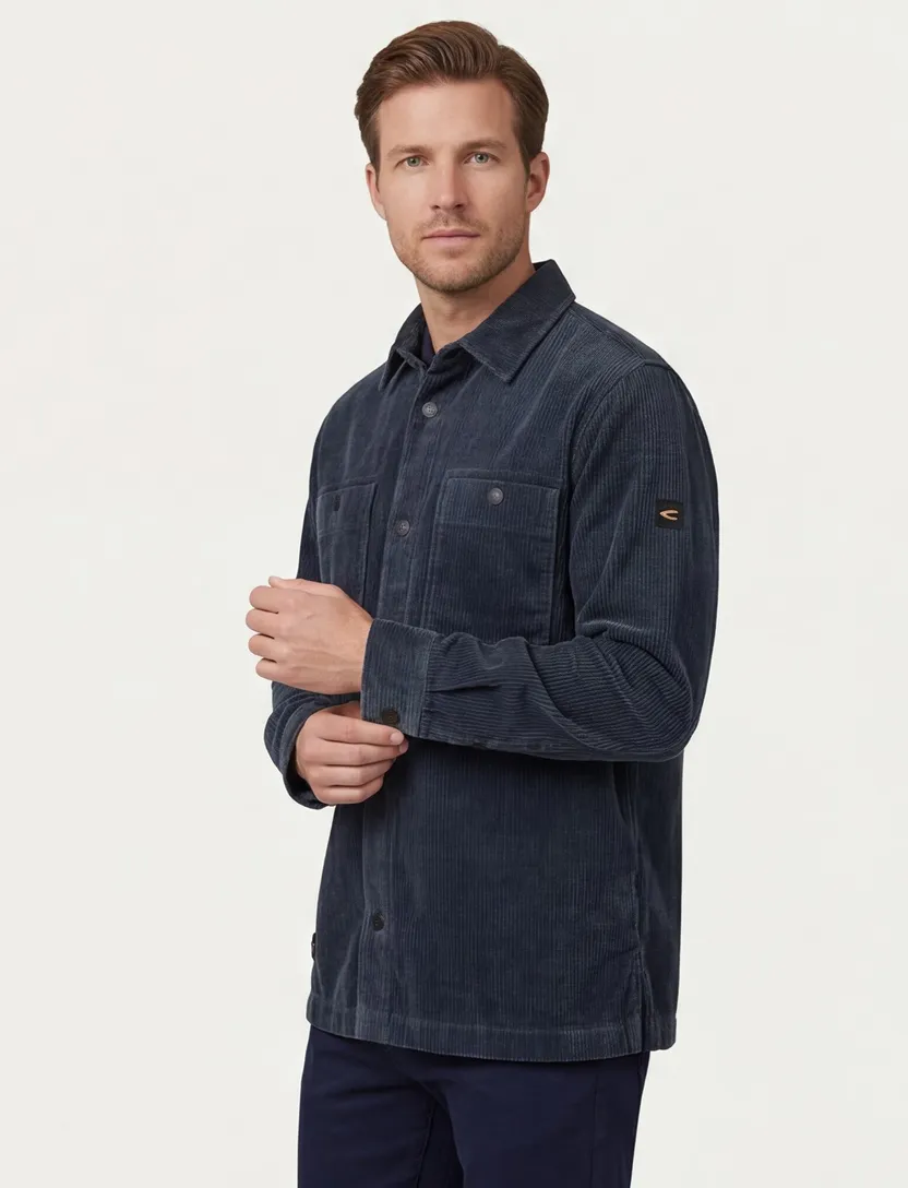 Overshirt Camel Active Donkerblauw katoen corduroy