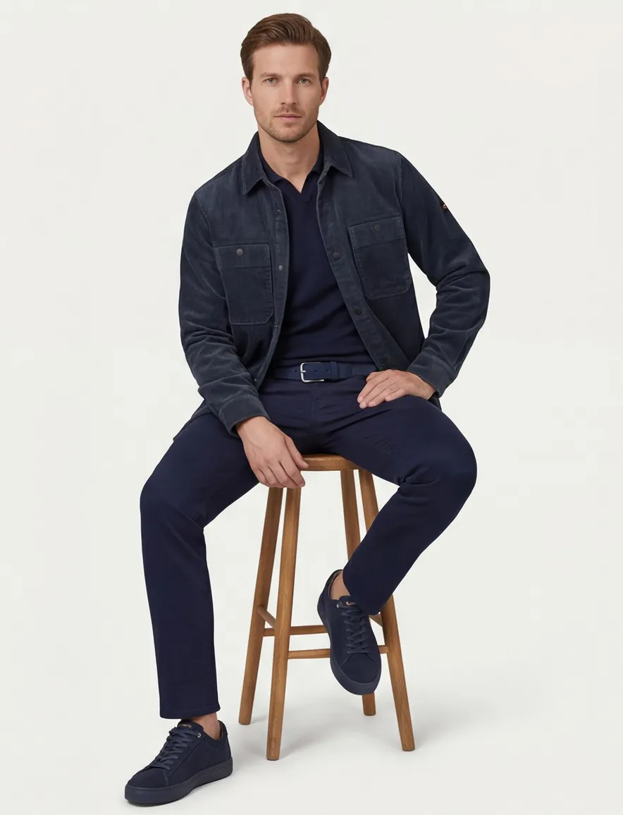 Camel Active overshirt corduroy blauw