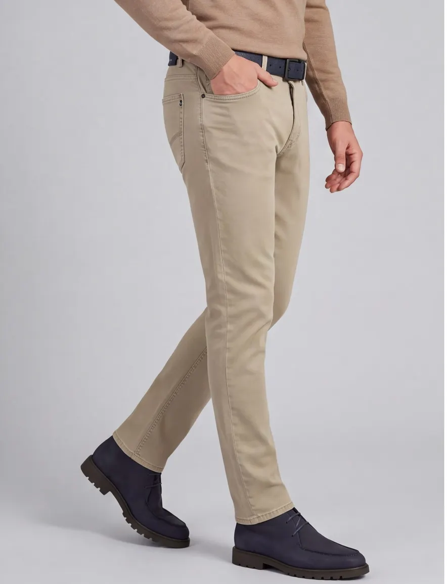 Pierre Cardin broek creme Lyon tapered effen