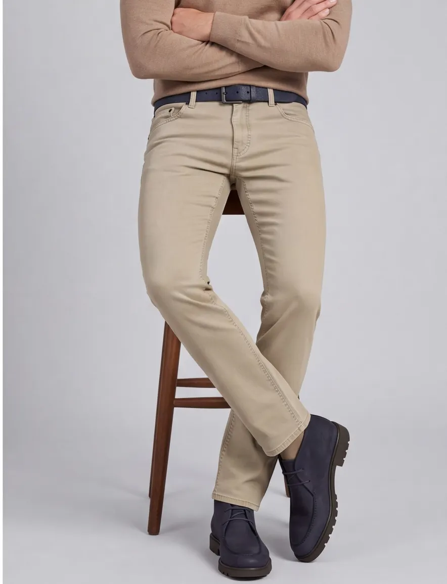 Pierre Cardin broek creme Lyon tapered effen