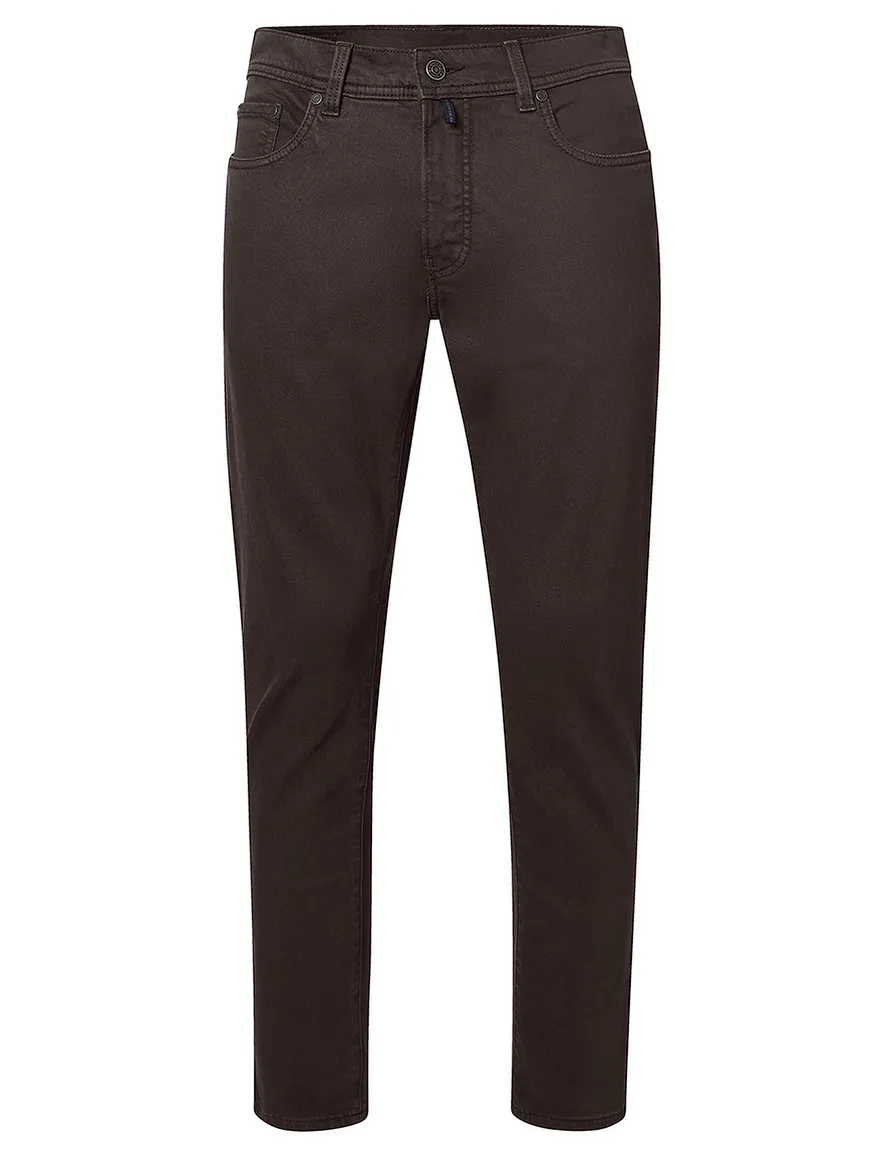 Pierre Cardin broek bruin Lyon Tapered fit effen