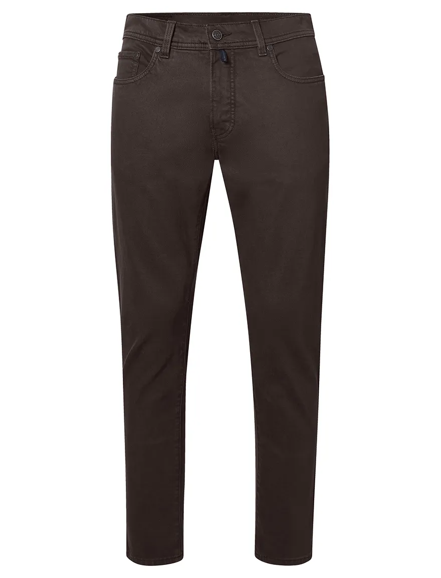Pierre Cardin broek p5 bruin Lyon Tapered fit effen