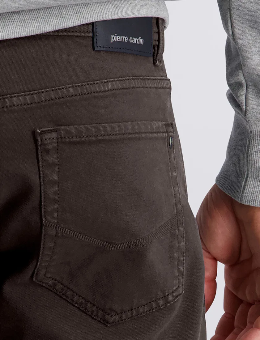 Pierre Cardin broek bruin Lyon Tapered fit effen