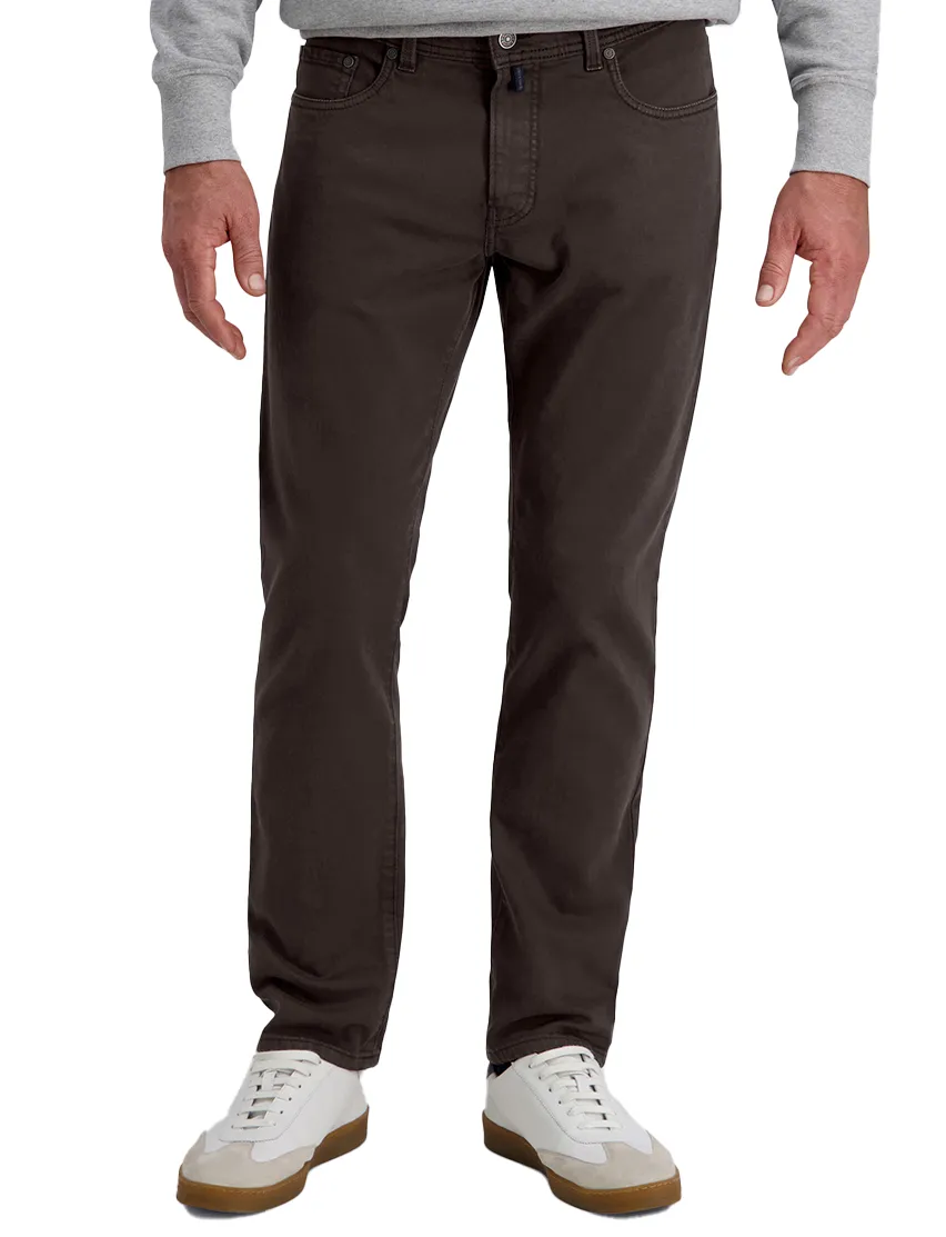 Pierre Cardin broek bruin Lyon Tapered fit effen