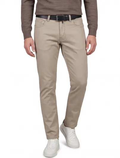Pierre Cardin Big & Tall 5-pocket pantalon Pierre Cardin beige katoen