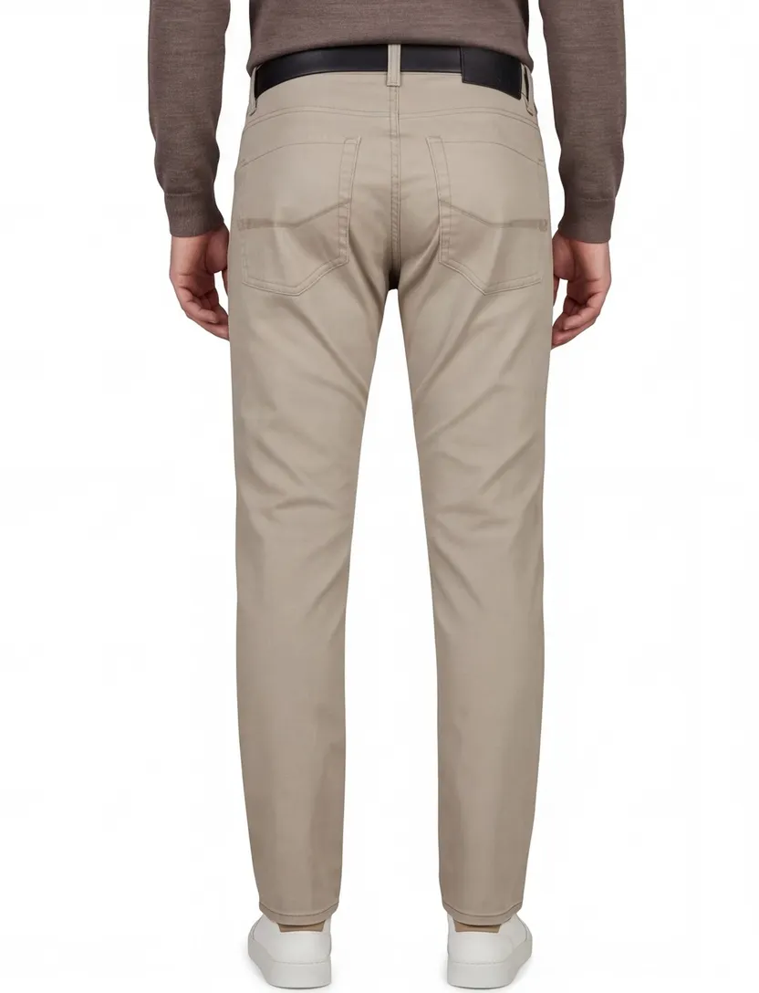 Pierre Cardin 5-pocket pantalon beige katoen Big & Tall