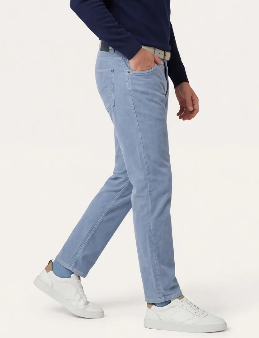 Broek Pierre Cardin lichtblauw normale fit rib