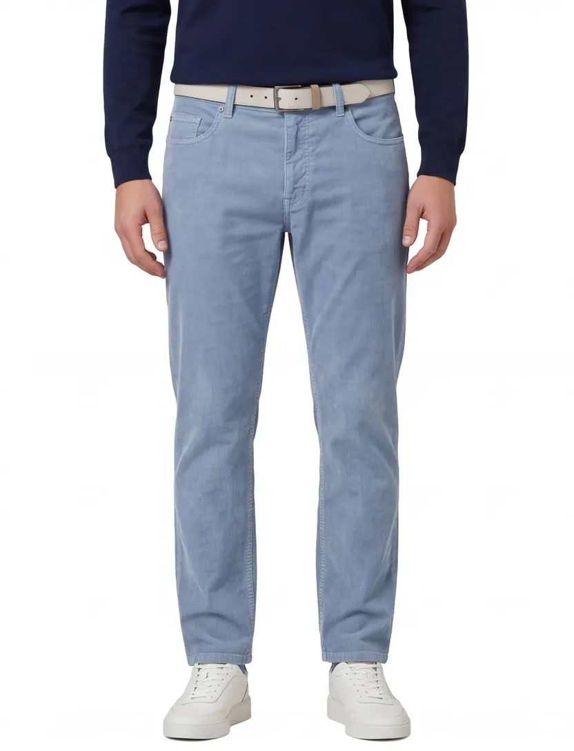 Broek Pierre Cardin lichtblauw normale fit rib