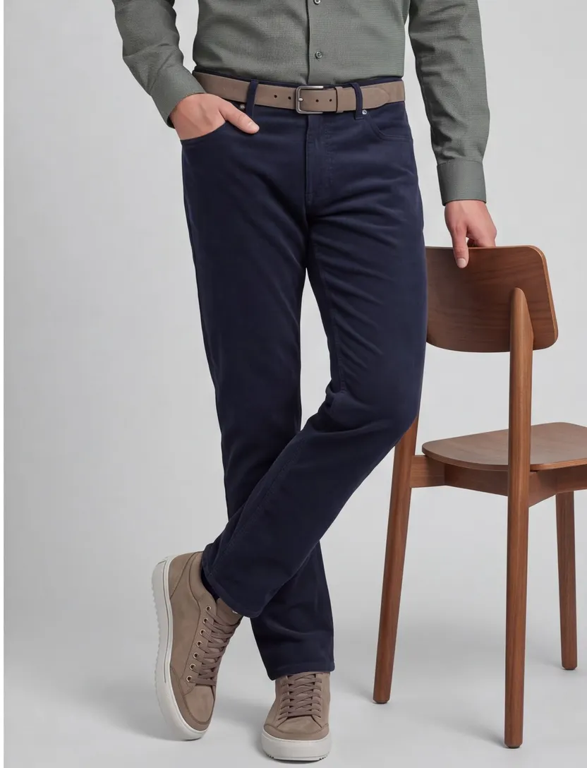Pierre Cardin Laval 5-pocket blauw Katoen Corduroy
