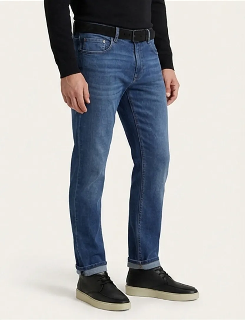 5-pocket Pierre Cardin Lyon blauw katoen