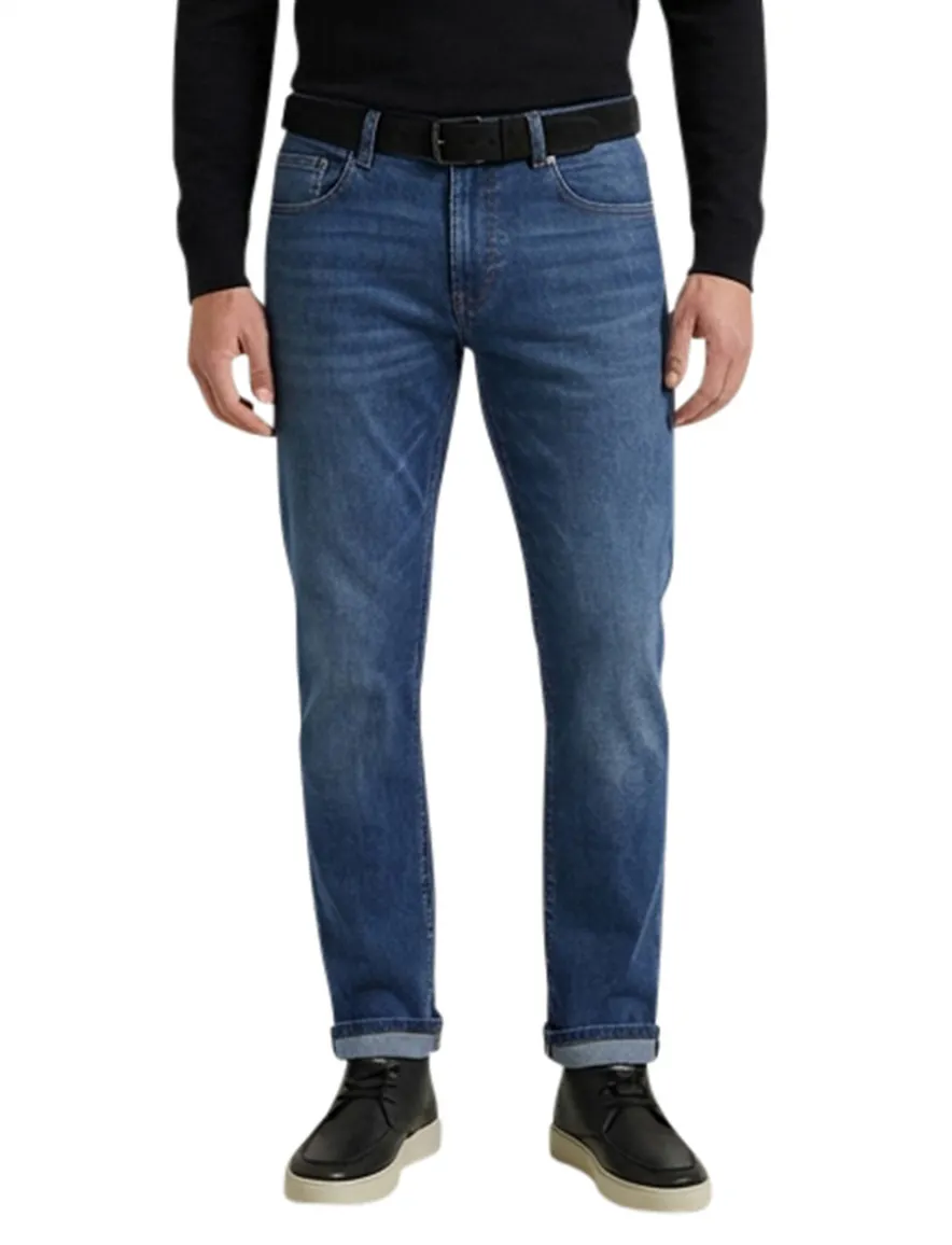 Pierre Cardin Lyon 5-pocket blauw katoen spijker
