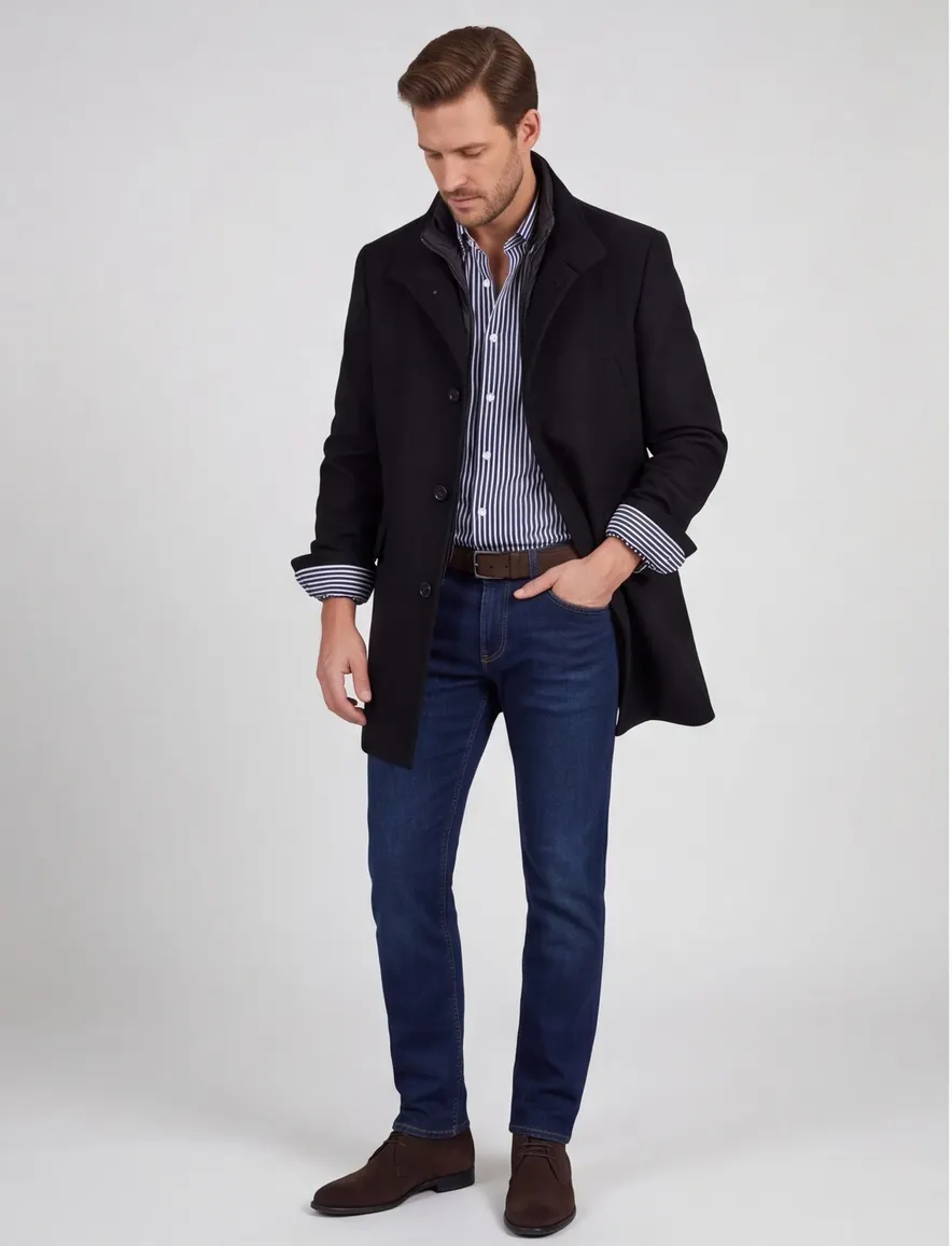 Pierre Cardin winterjas wol navy
