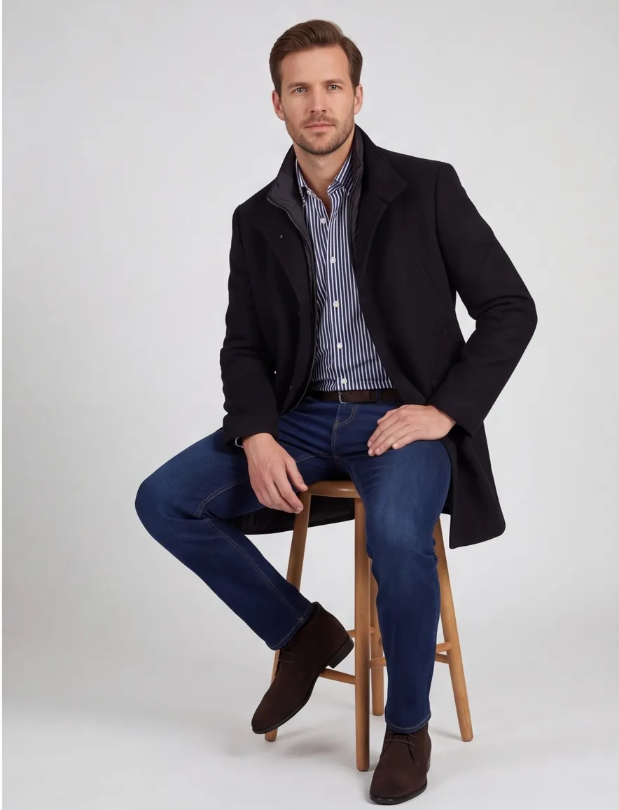 Pierre Cardin winterjas wol navy