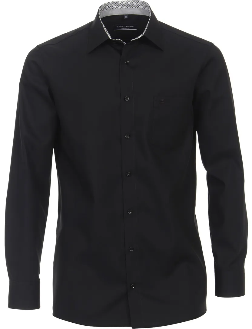 zwart Casa Moda comfort fit overhemd mouwlengte-7
