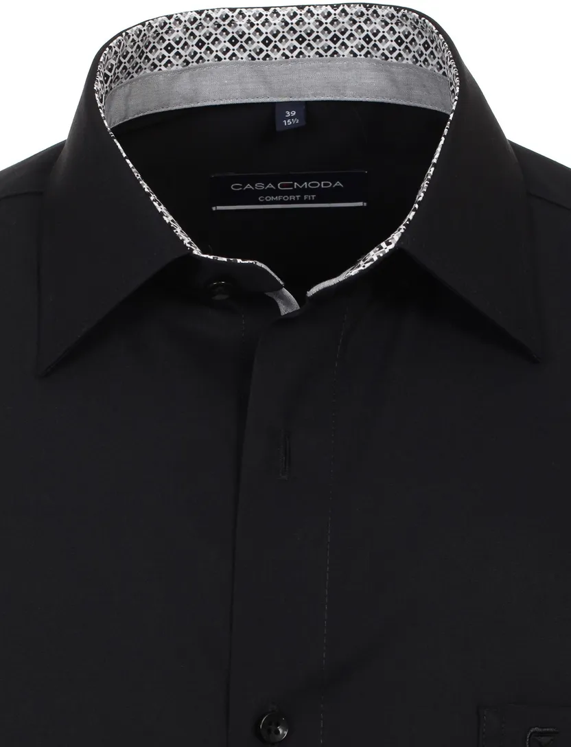 zwart Casa Moda comfort fit overhemd mouwlengte-7