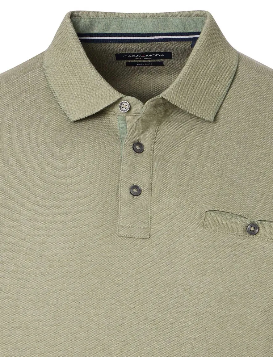 Casa Moda polo-lange-mouw groen 3-knoops