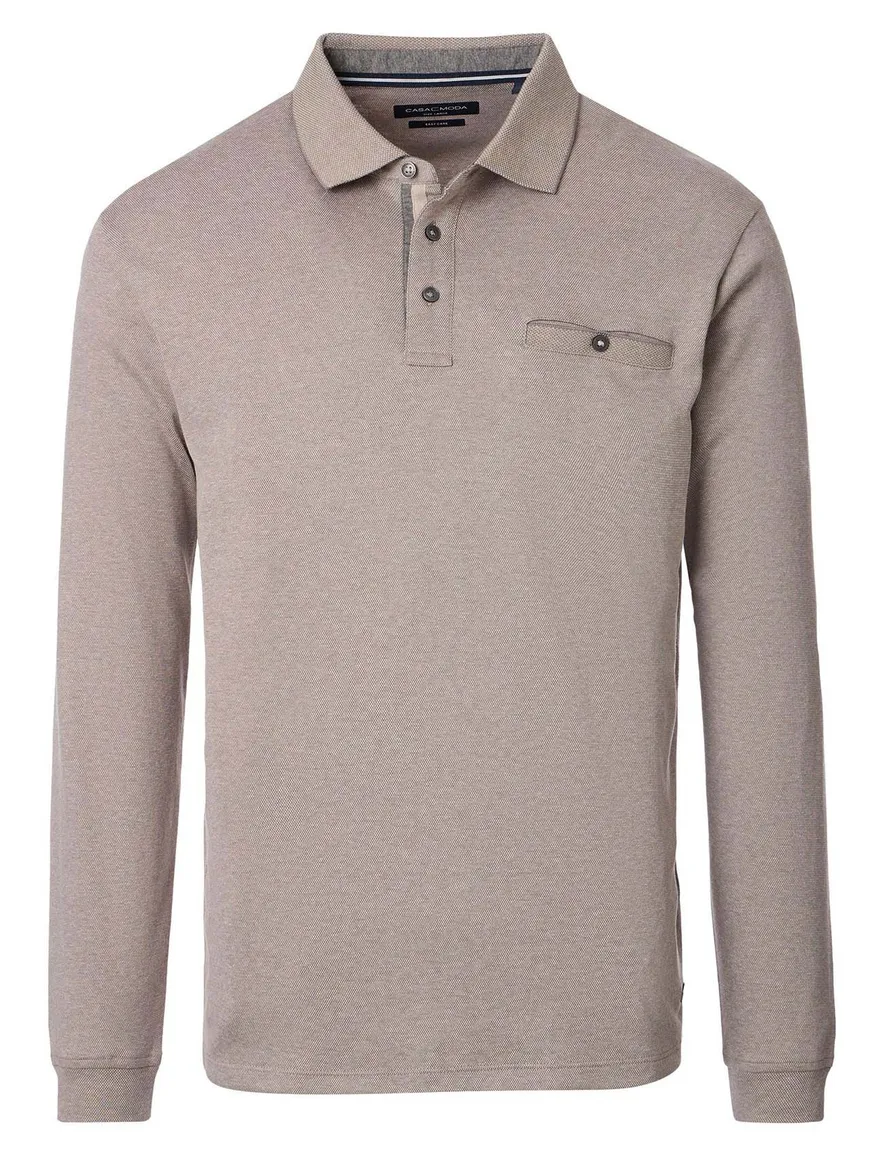 Casa Moda polo lange mouw beige