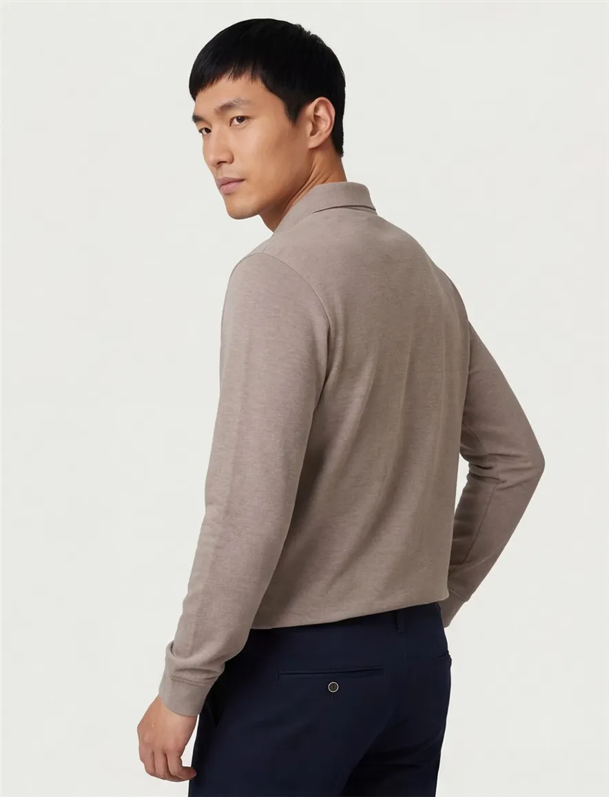 Casa Moda polo lange mouw beige