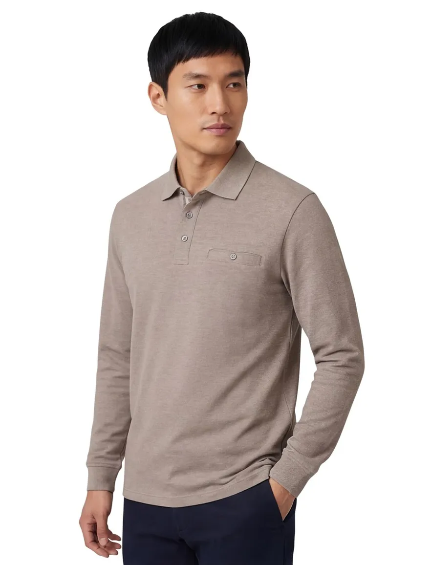 Casa Moda polo lange mouw beige