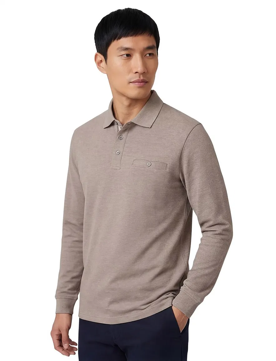 Casa Moda polo lange mouw beige