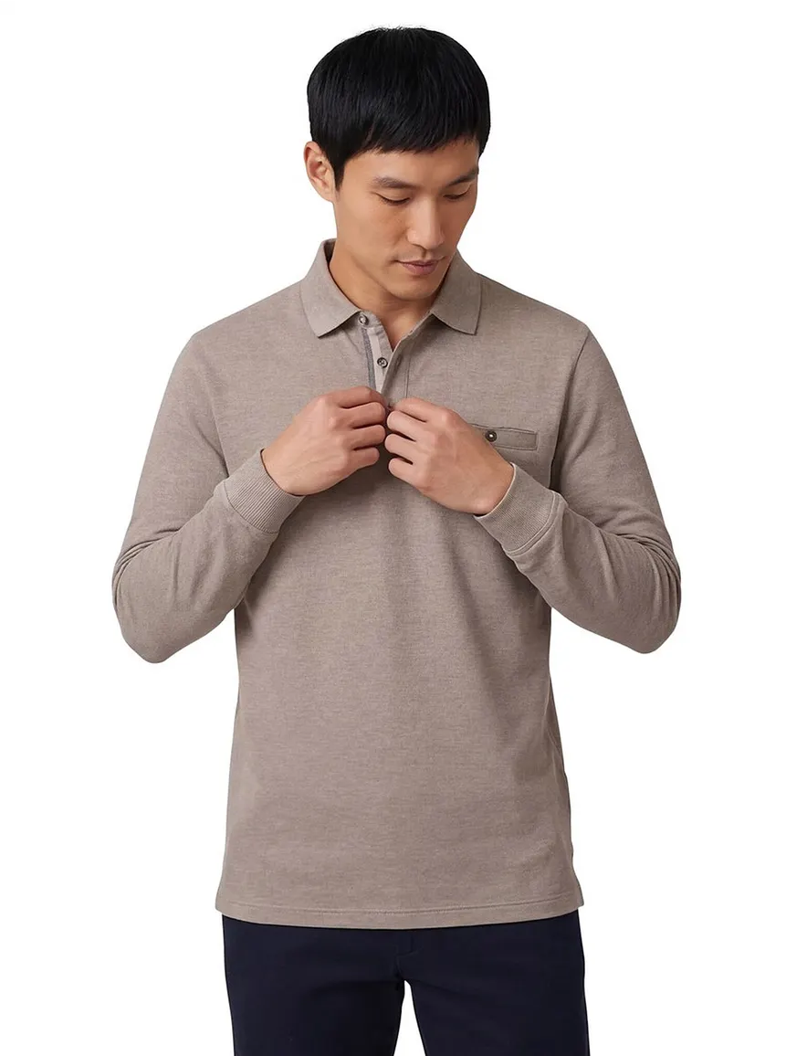 Casa Moda polo lange mouw beige