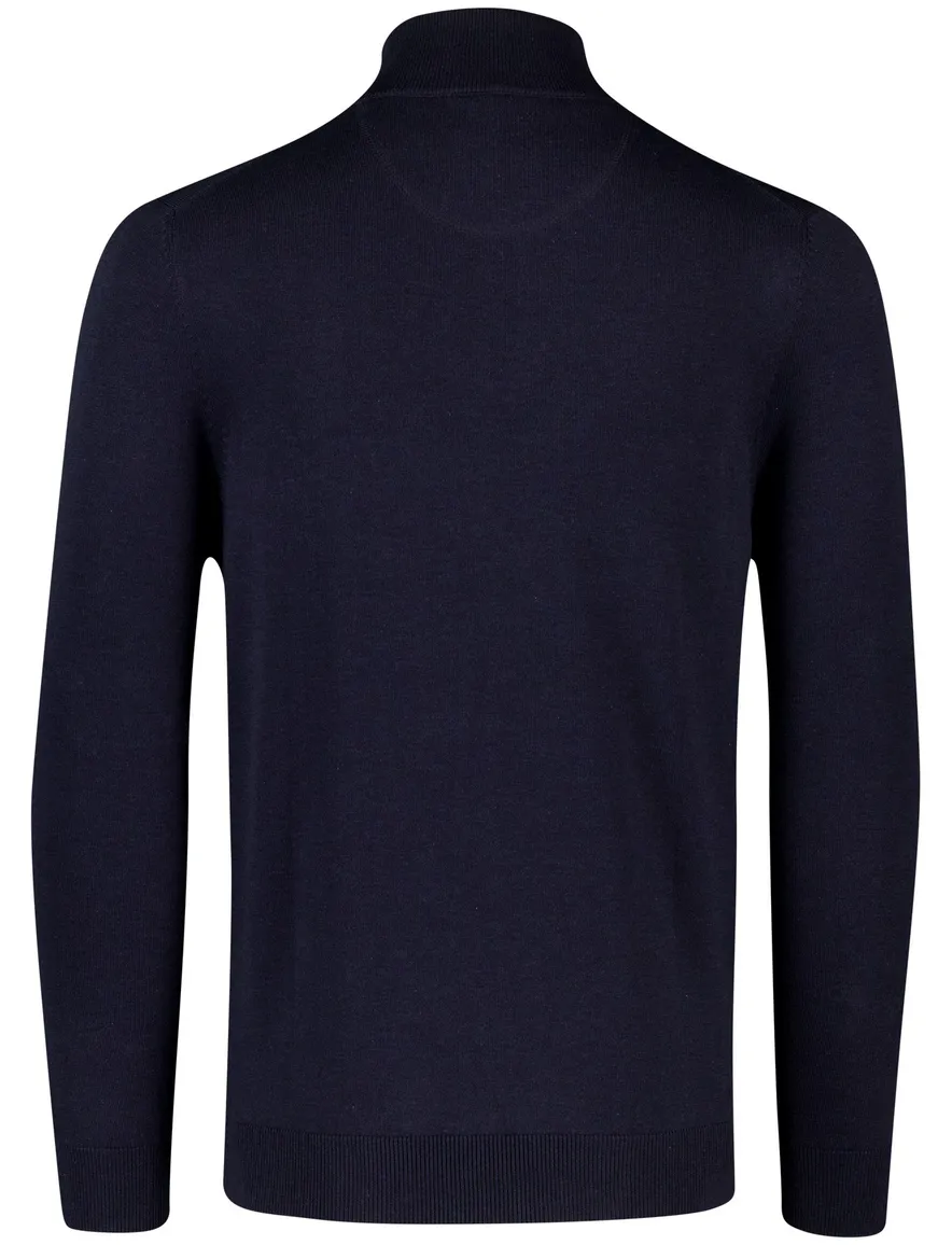 Casa Moda pullover halfzip donkerblauw effen wijde fit