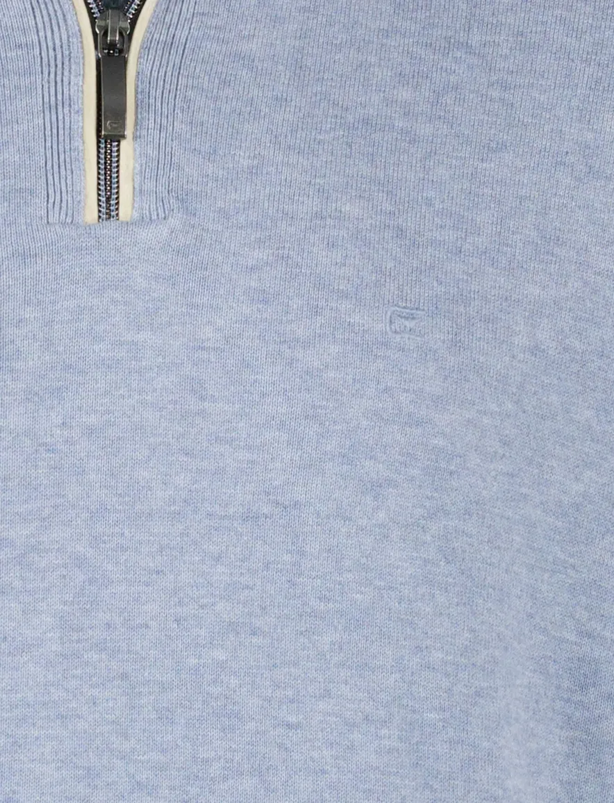 Casa Moda pull over wijde fit lichtblauw half zip