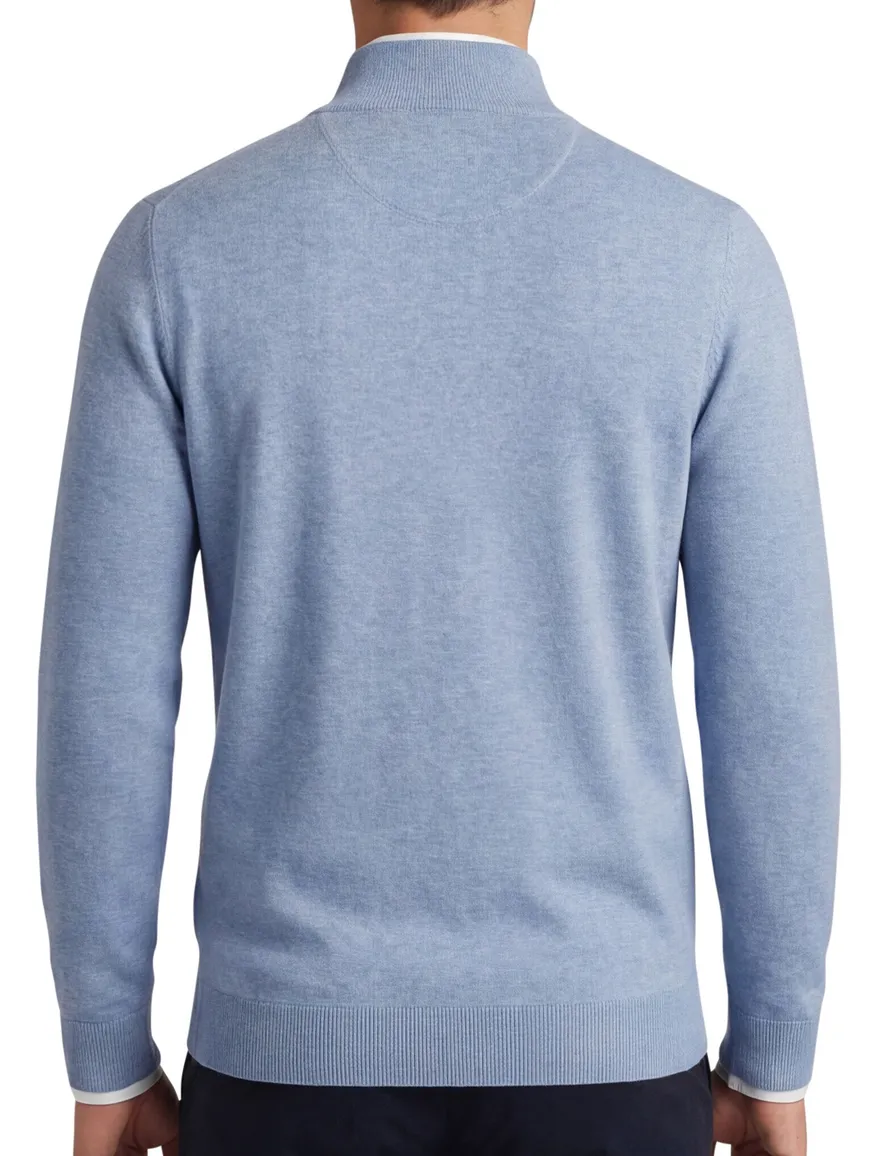 Casa Moda pull over wijde fit lichtblauw half zip