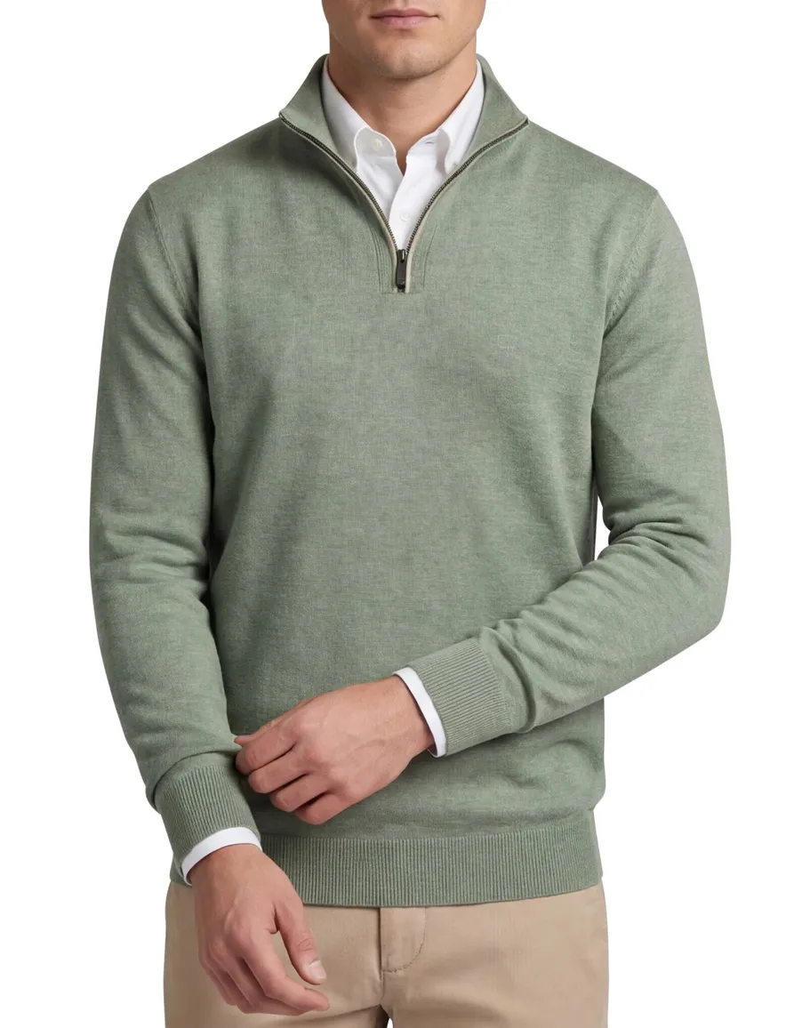 Casa Moda pullover effen groen wijde fit
