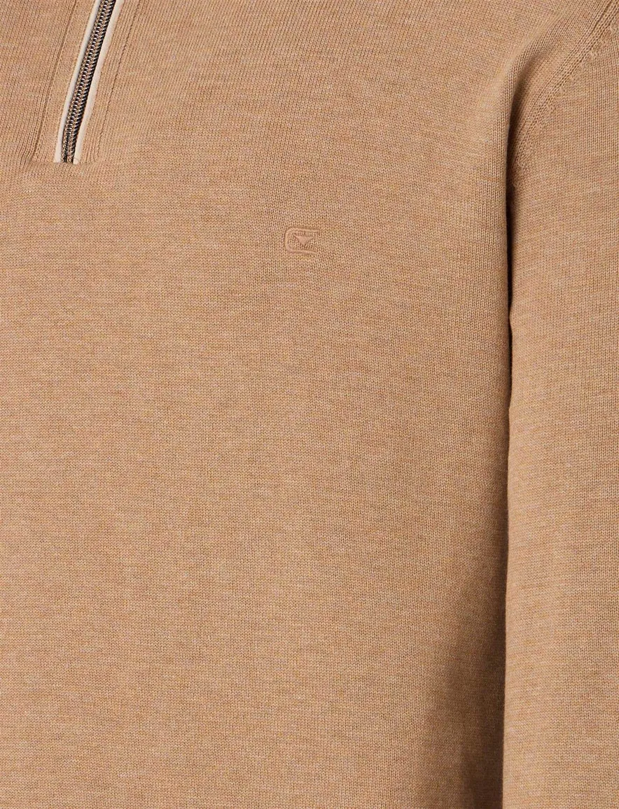 Casa Moda effen camel half zip pullover