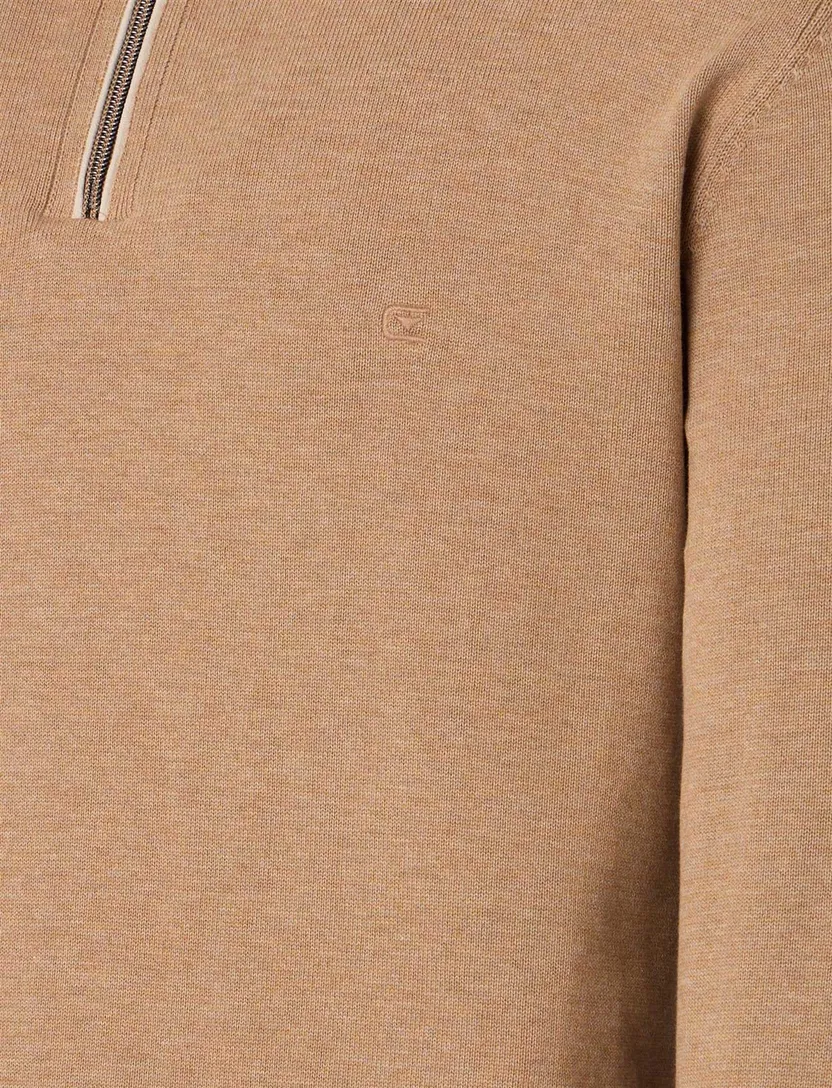 Casa Moda half zip pullover effen camel