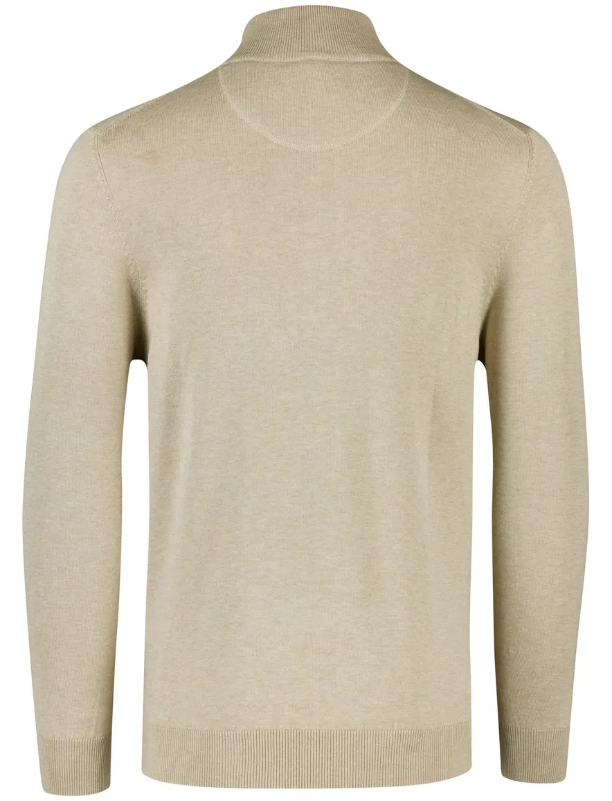 Casa Moda pullover beige effen wijde fit half zip