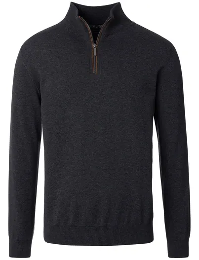 Casa Moda Casa Moda grijs half-zip trui gemêleerd lange mouw