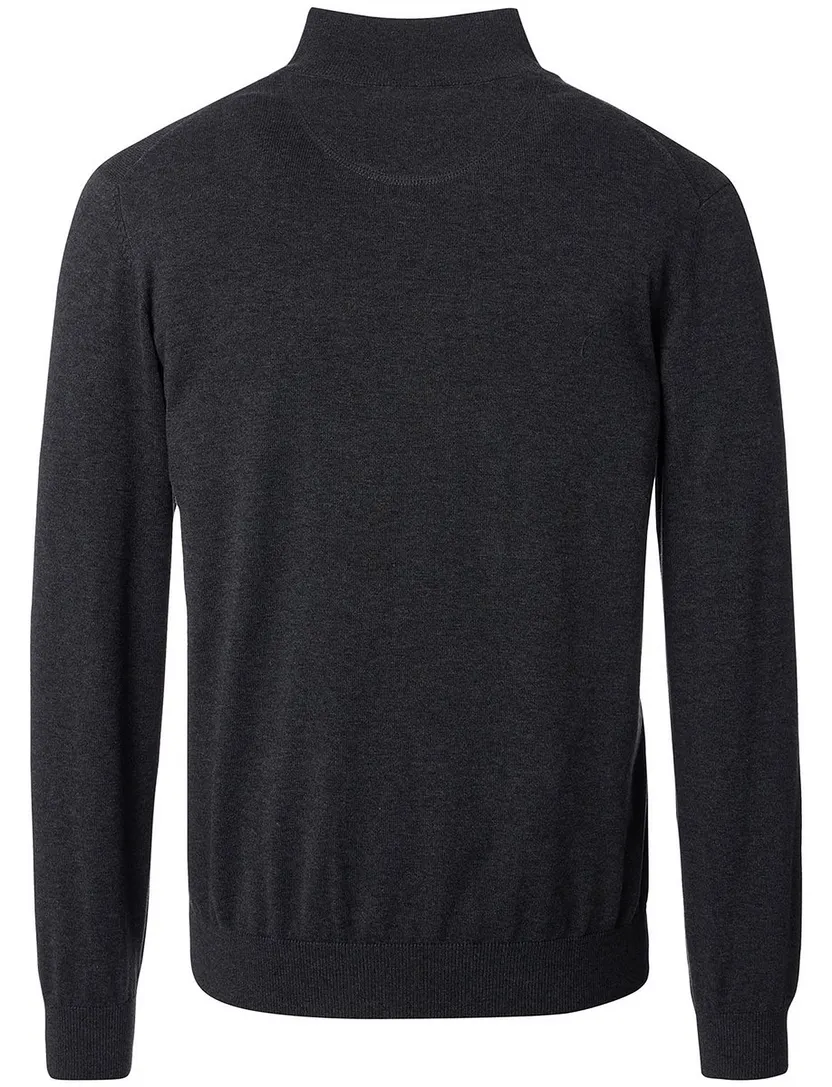 Casa Moda grijs half-zip trui gemêleerd 100% katoen