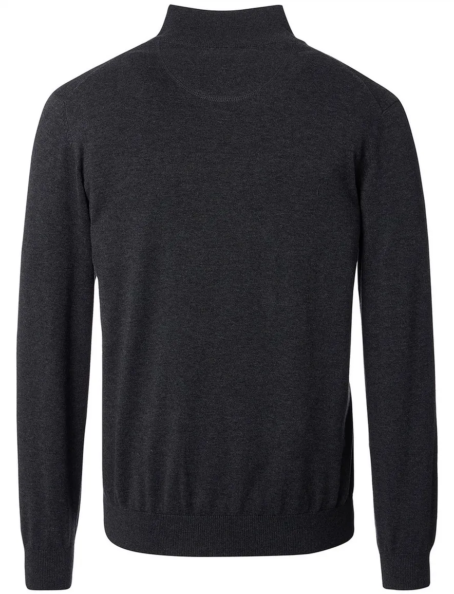Casa Moda grijs half-zip trui gemêleerd lange mouw