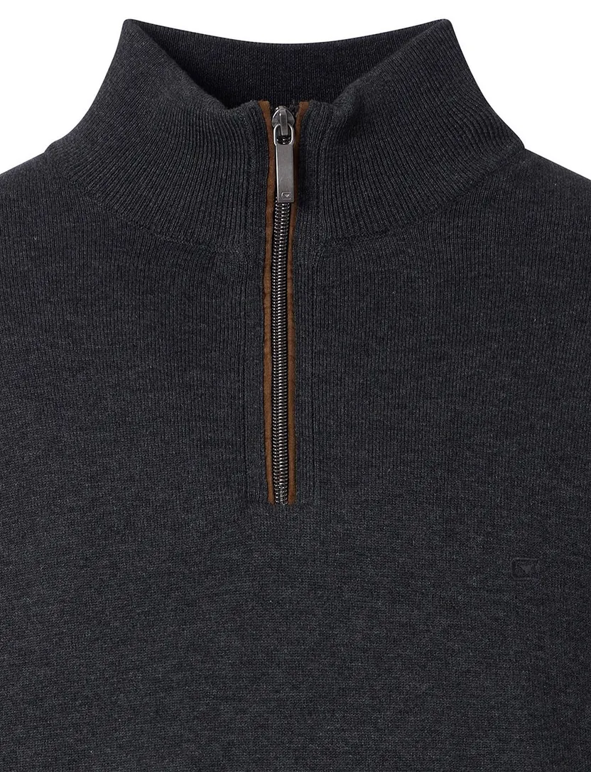 Casa Moda grijs half-zip trui gemêleerd 100% katoen