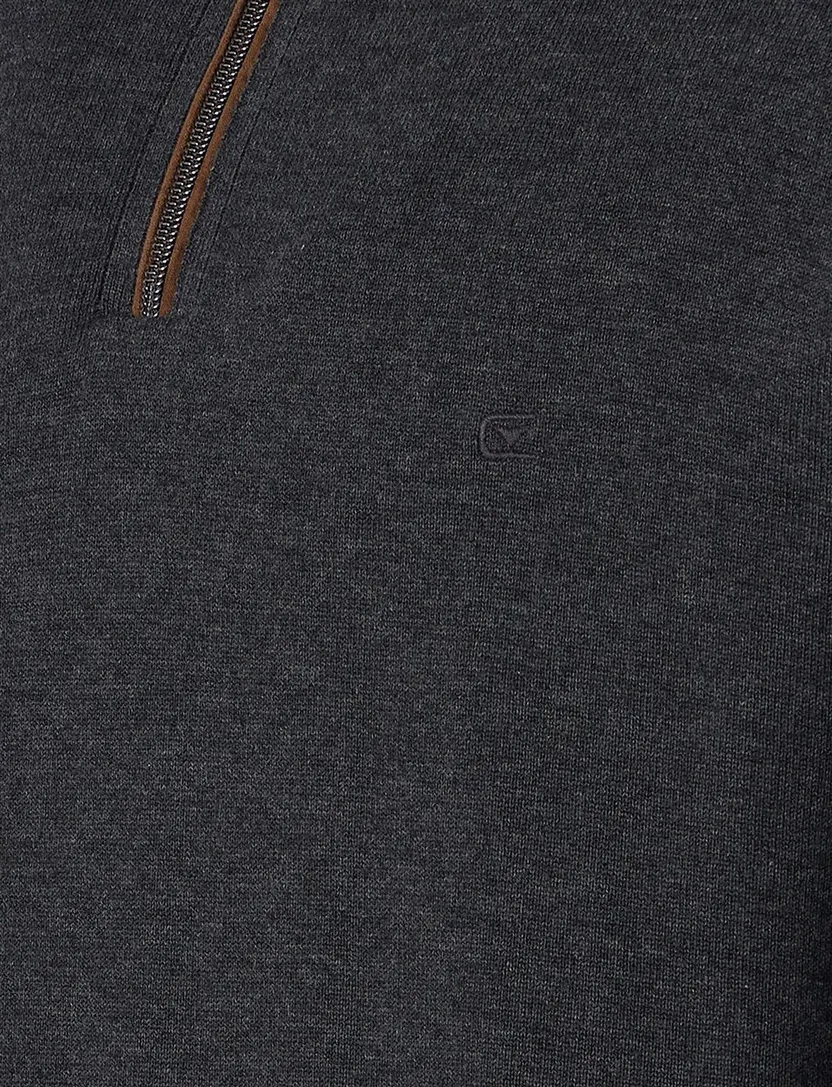 Casa Moda grijs half-zip trui gemêleerd 100% katoen