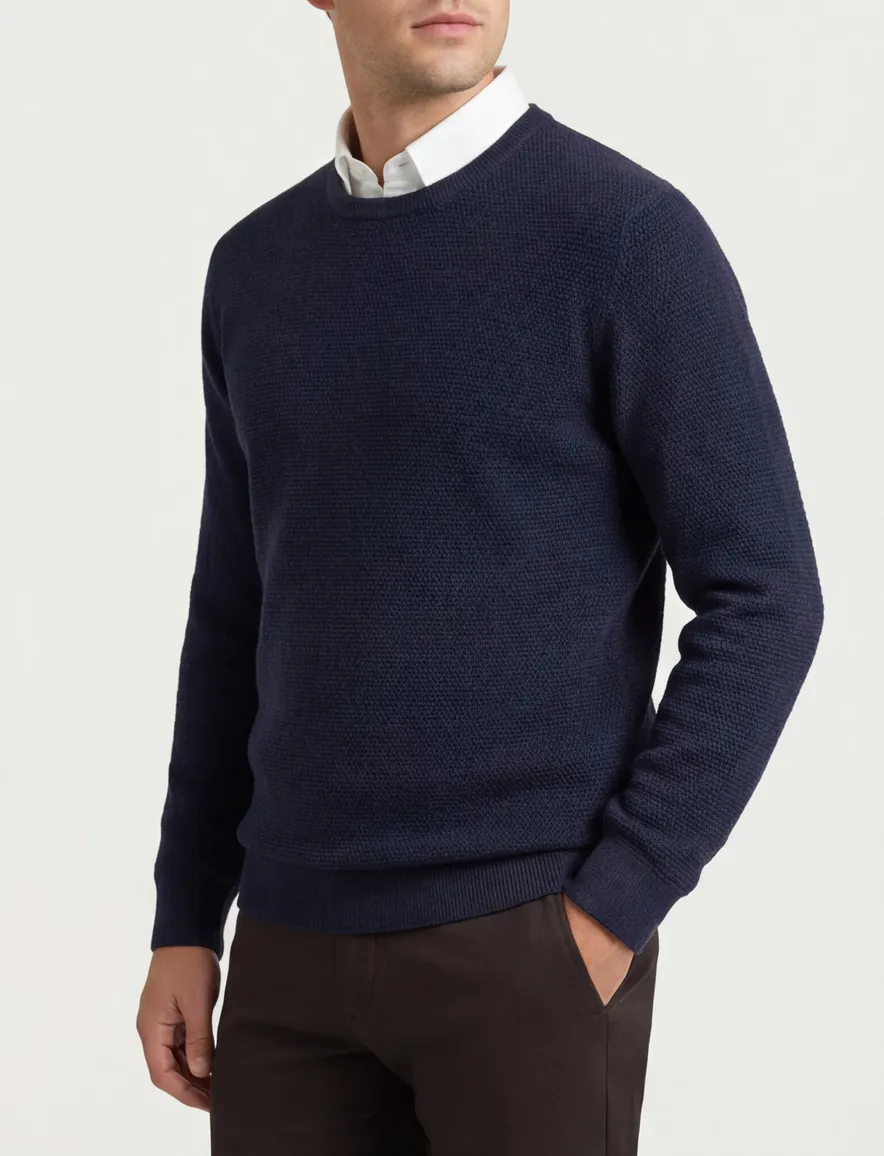Casa moda trui donkerblauw gebreid