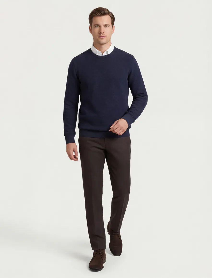 Casa moda trui donkerblauw gebreid