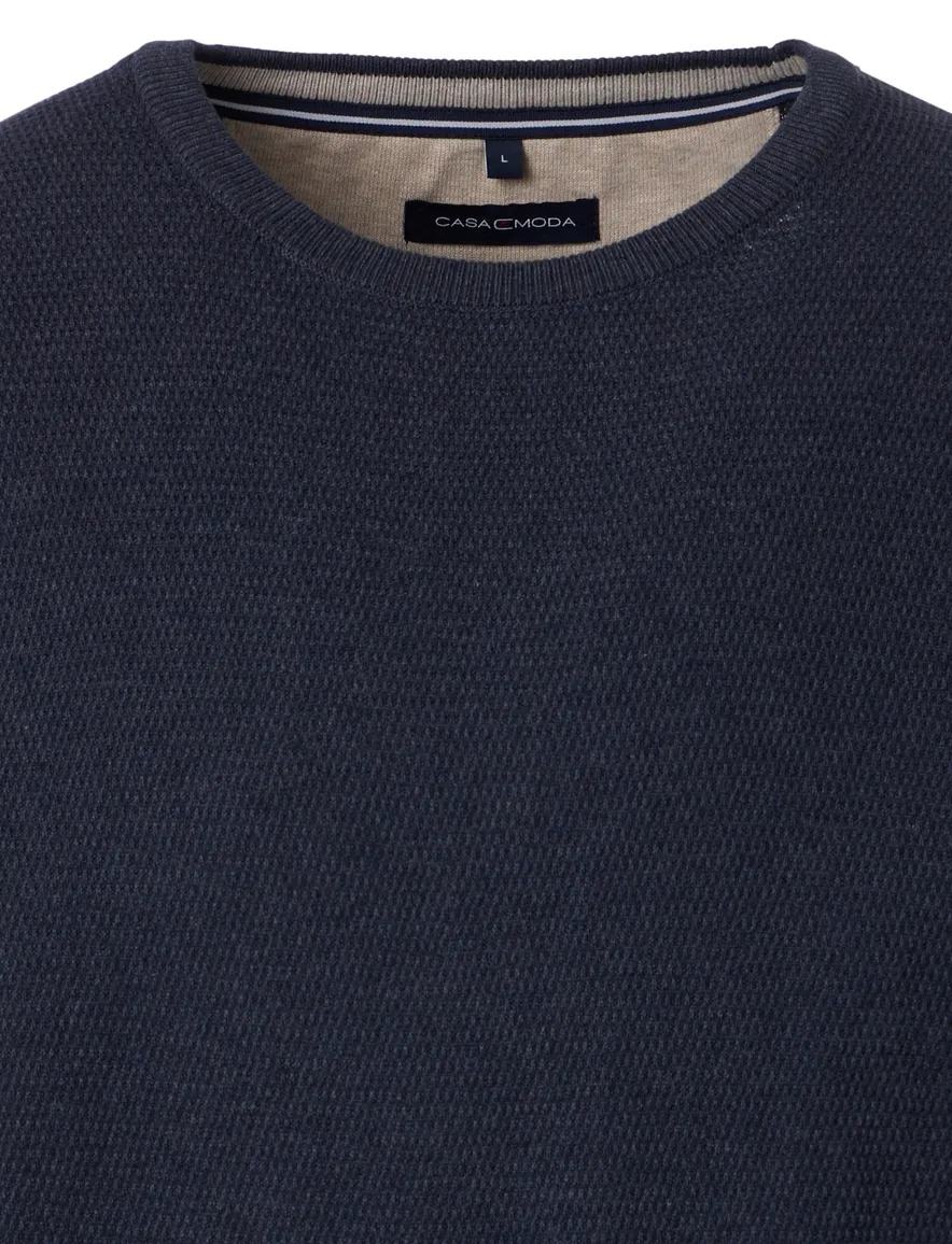 Casa moda trui donkerblauw gebreid