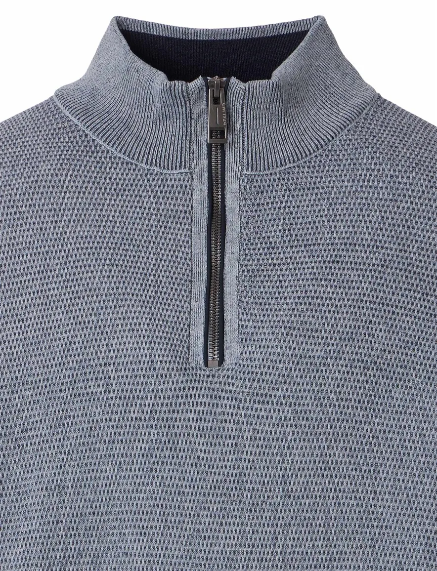 Casa Moda trui blauw half zip